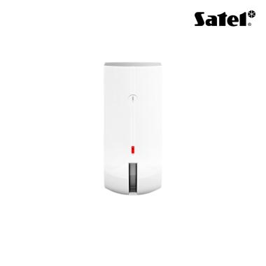 Rilevatore a tenda doppia tecnologia PIR+MW in banda K da esterno con infrarossi attivi. Colore bianco, IP54, staffa ad angolo inclusa. Portata 14 m