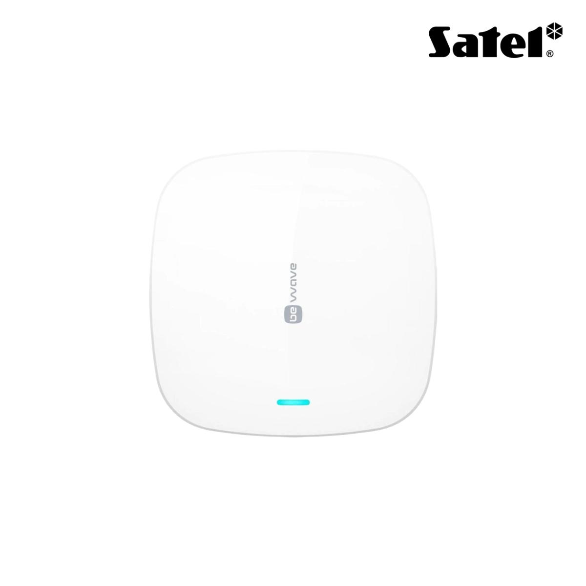 Centrale completamente wireless del sistema BE WAVE con tecnologia radio ABAX 2. Gestisce fino a 128 dispositivi, include connettività Wi-Fi ed Ethernet, alimentazione 230 V AC con