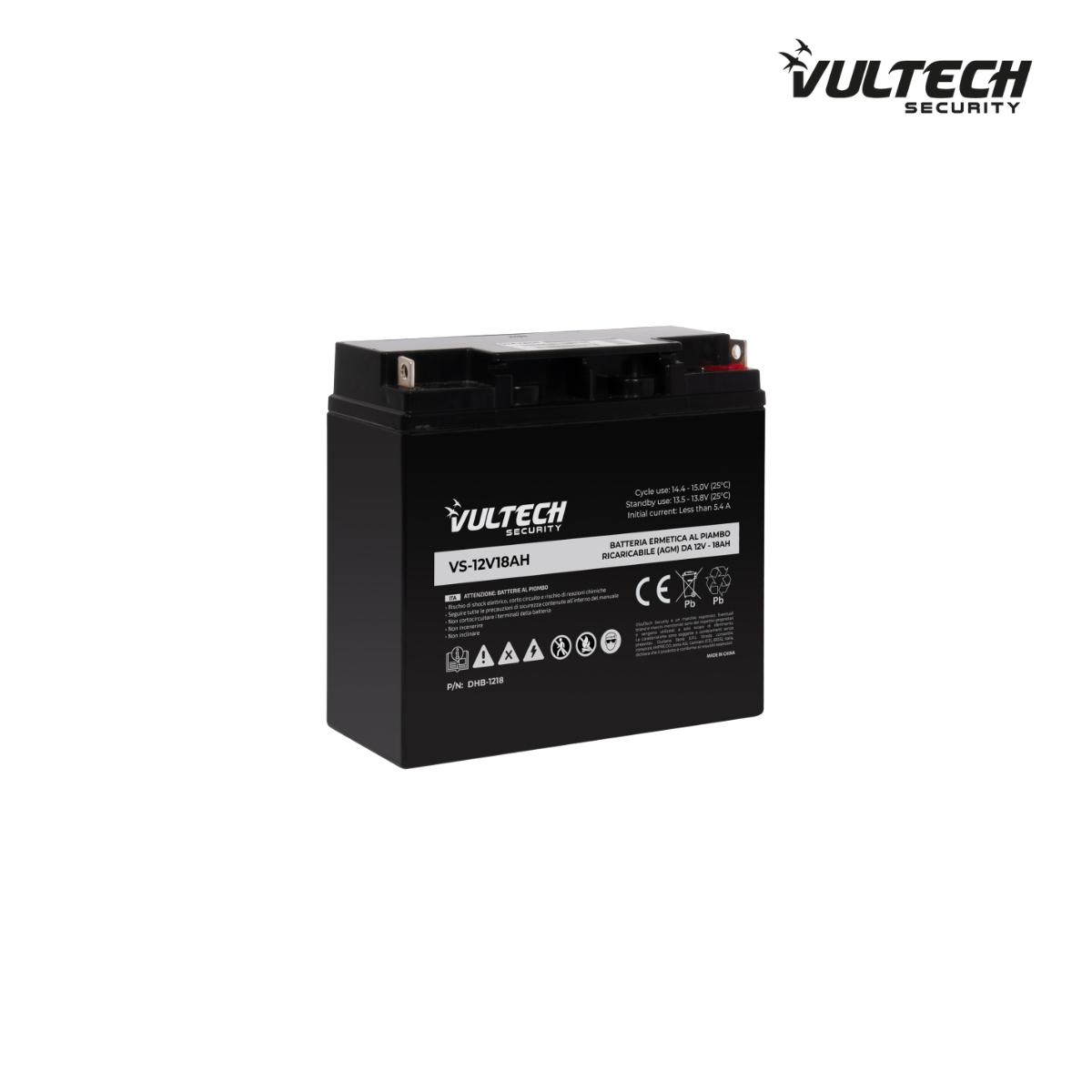 Batteria Ermetica al Piombo VulTech Security VS-12V18AH Rev.2.3 12V 18A Ricaricabile (AGM)