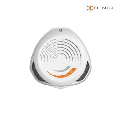 Sirena piezoelettrica autoalimentata da esterno con lampeggiatore a LED arancione e LED stato impianto RGB personalizzabili. 1 tromba piezo. Attivazione a caduta di positivo.