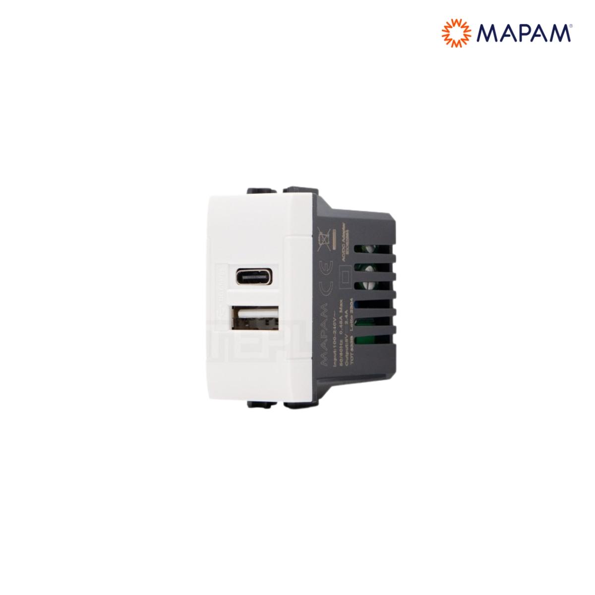 Presa usb 2.4a a+c gem bianco