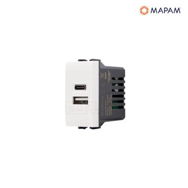 Presa usb 2.4a a+c gem bianco